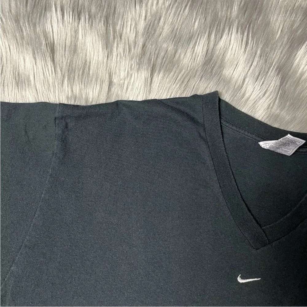 Vintage 90s Nike Made In USA Black Center Swoosh V Neck T Shirt